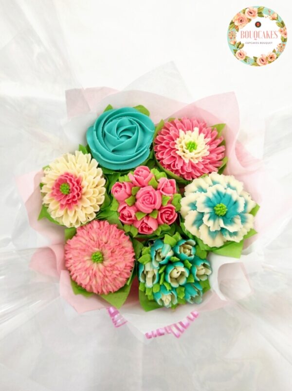 Bouqcakes rosado y turquesa